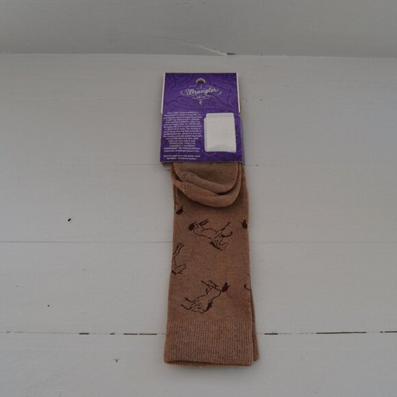 Wrangler Horse Socks Sz 6-9 Made in USA New Brown Dress Tall - Picture 3 of 4